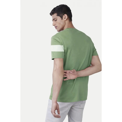 Generic Men's��Casual Half sleeve Stripped Cotton Crew Neck T-shirt (Light Green)