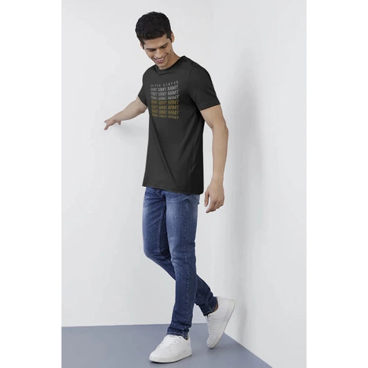 Generic Men's��Casual Half sleeve Printed Cotton Crew Neck T-shirt (Black)