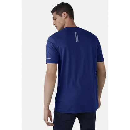Generic Men's��Casual Half sleeve Solid��Polyester Crew Neck T-shirt (Blue)