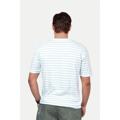 Generic Men's��Casual Half sleeve Stripped Cotton Crew Neck T-shirt (Green)
