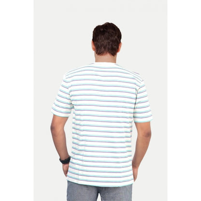 Generic Men's��Casual Half sleeve Stripped Cotton Crew Neck T-shirt (White)