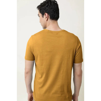 Generic Men's��Casual Half sleeve Solid��Cotton V Neck T-shirt (Mustard��)