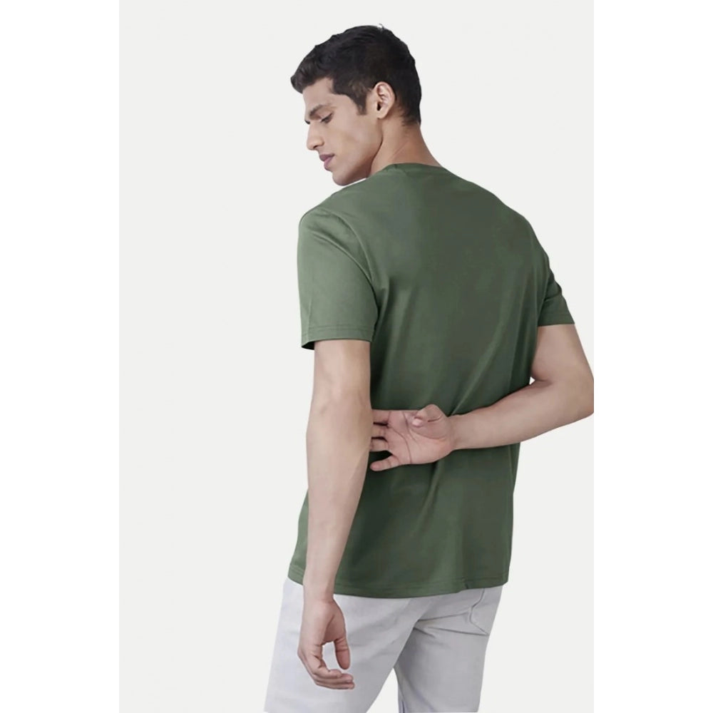 Generic Men's��Casual Half sleeve Printed Polyester Crew Neck T-shirt (Green)