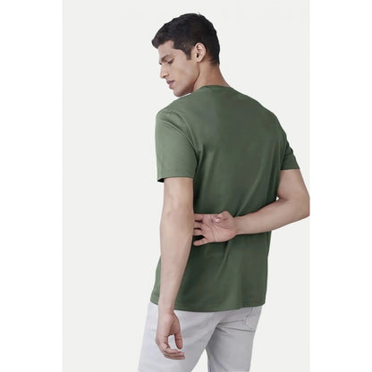 Generic Men's��Casual Half sleeve Printed Polyester Crew Neck T-shirt (Green)