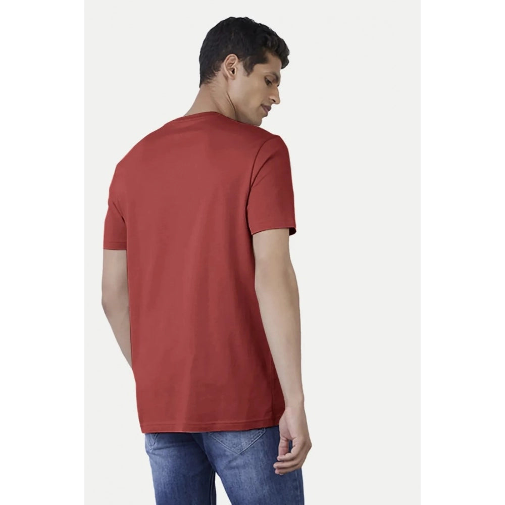 Generic Men's��Casual Half sleeve Printed Polyester Crew Neck T-shirt (Red)