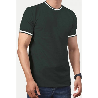 Generic Men's��Casual Half sleeve Solid��Polyester Crew Neck T-shirt (Olive)