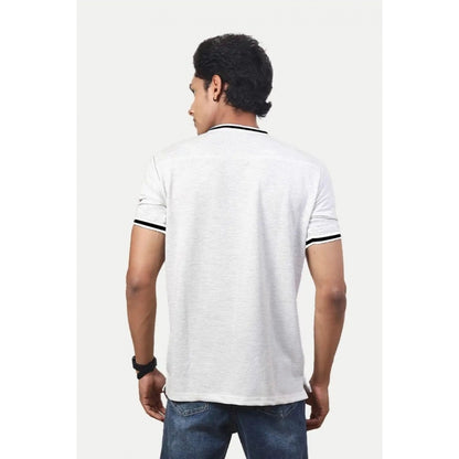 Generic Men's��Casual Half sleeve Solid��Polyester Crew Neck T-shirt (Ecru)