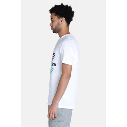 Generic Men's��Casual Half sleeve Printed Polyester Crew Neck T-shirt (White)