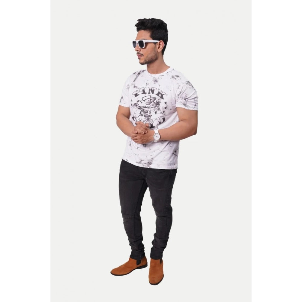 Generic Men's��Casual Half sleeve Printed Cotton Crew Neck T-shirt (White)