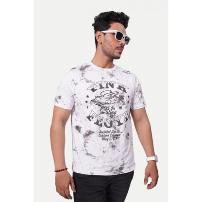 Generic Men's��Casual Half sleeve Printed Cotton Crew Neck T-shirt (White)