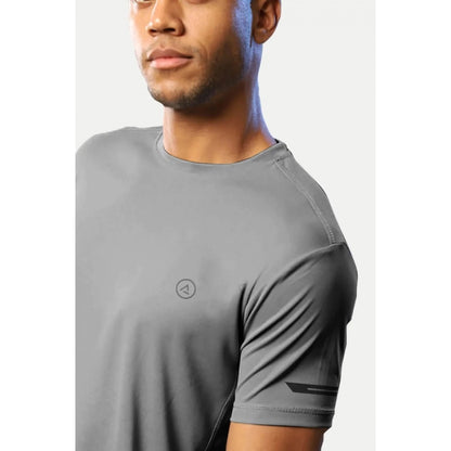 Generic Men's��Casual Half sleeve Solid��Polyester Crew Neck T-shirt (Grey)