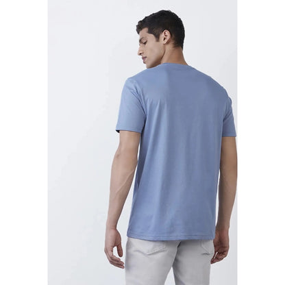 Generic Men's��Casual Half sleeve Solid��Polyester Crew Neck T-shirt (Light Blue)