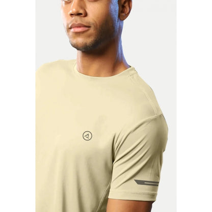 Generic Men's��Casual Half sleeve Solid��Polyester Crew Neck T-shirt (Sand)