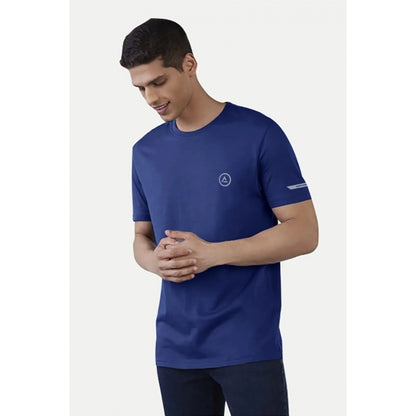 Generic Men's��Casual Half sleeve Solid��Polyester Crew Neck T-shirt (Blue)