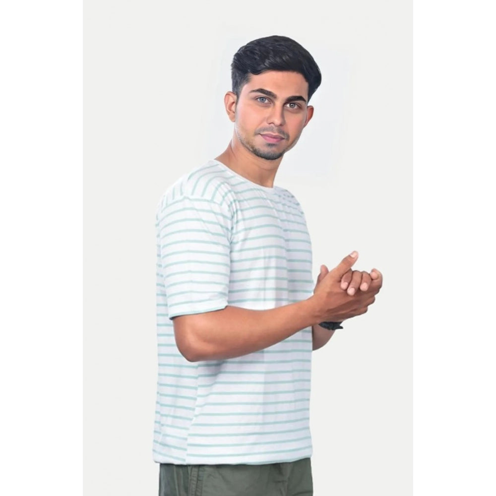 Generic Men's��Casual Half sleeve Stripped Cotton Crew Neck T-shirt (Green)
