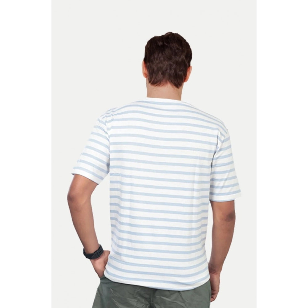 Generic Men's��Casual Half sleeve Stripped Cotton Crew Neck T-shirt (White)