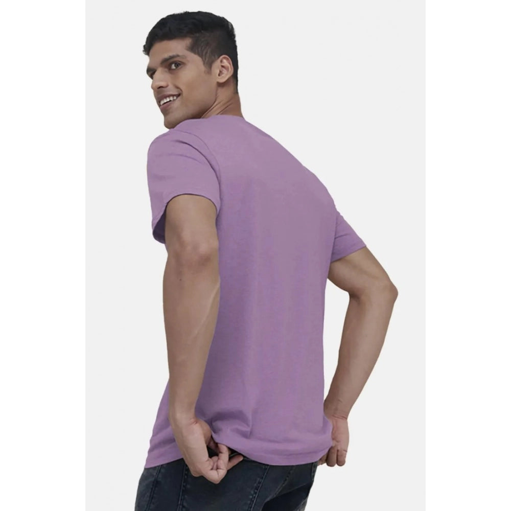 Generic Men's��Casual Half sleeve Solid��Cotton V Neck T-shirt (Lilac)