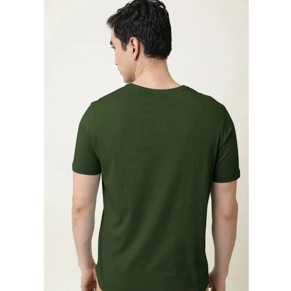Generic Men's��Casual Half sleeve Solid��Cotton V Neck T-shirt (Olive)