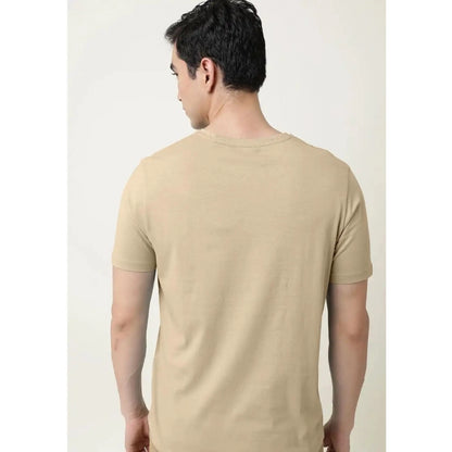 Generic Men's��Casual Half sleeve Solid��Cotton V Neck T-shirt (Beige)
