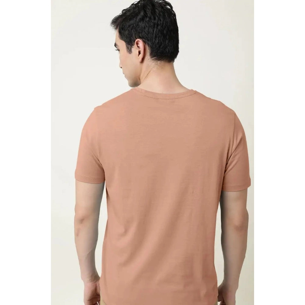 Generic Men's��Casual Half sleeve Solid��Cotton V Neck T-shirt (Peach)