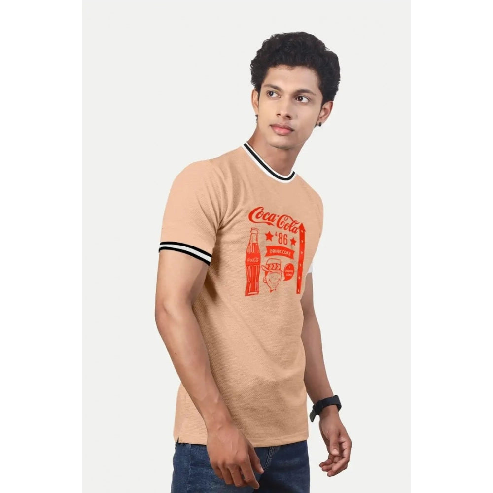 Generic Men's��Casual Half sleeve Printed Cotton Crew Neck T-shirt (Coral)