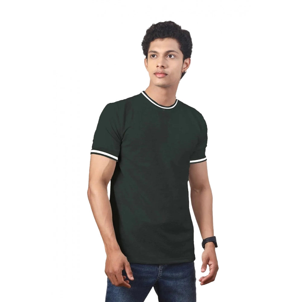 Generic Men's��Casual Half sleeve Solid��Polyester Crew Neck T-shirt (Olive)