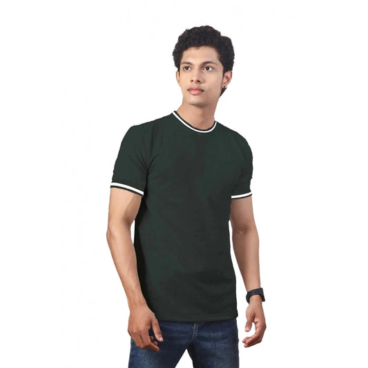 Generic Men's��Casual Half sleeve Solid��Polyester Crew Neck T-shirt (Olive)