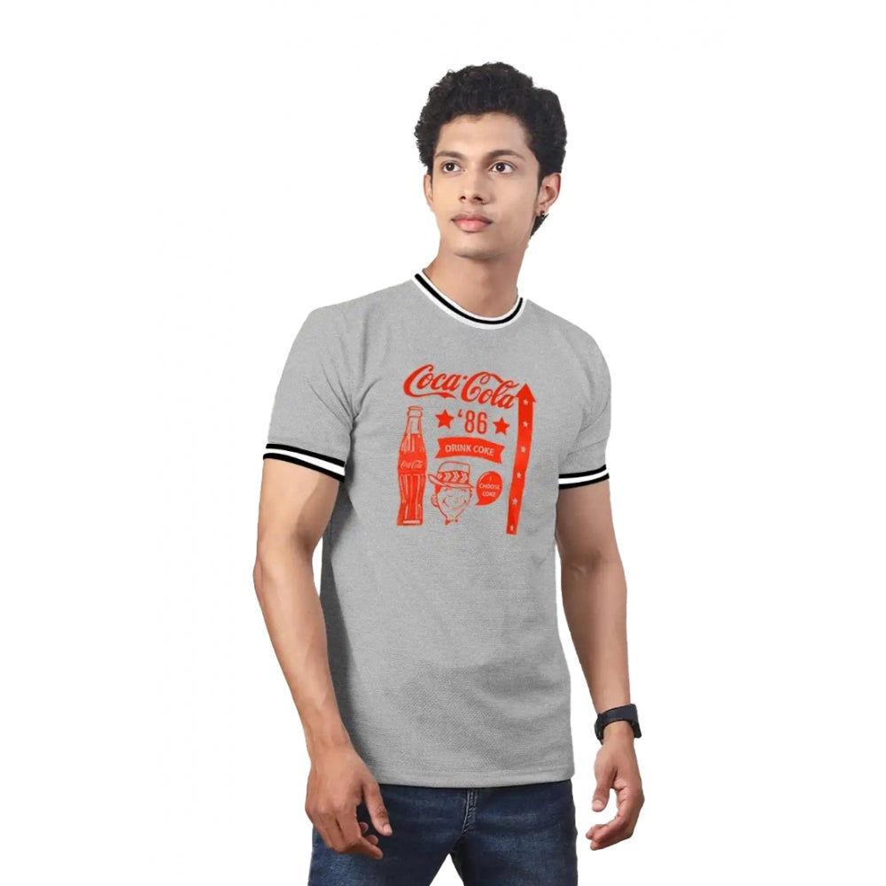Generic Men's��Casual Half sleeve Printed Cotton Crew Neck T-shirt (Grey Melange)