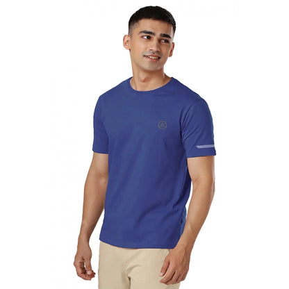 Generic Men's��Casual Half sleeve Solid��Polyester Crew Neck T-shirt (Blue)