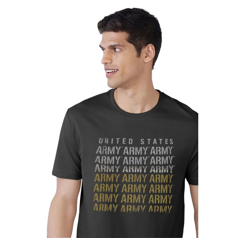 Generic Men's��Casual Half sleeve Printed Cotton Crew Neck T-shirt (Black)