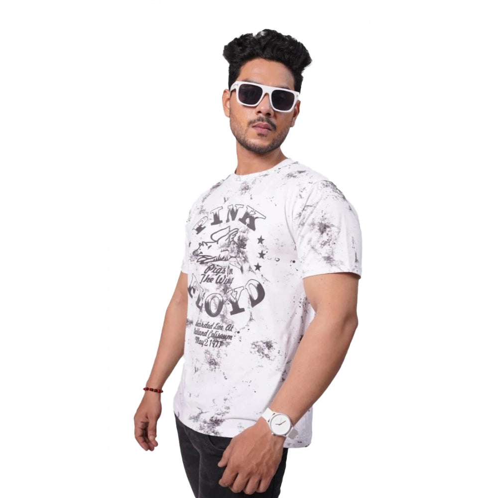 Generic Men's��Casual Half sleeve Printed Cotton Crew Neck T-shirt (White)