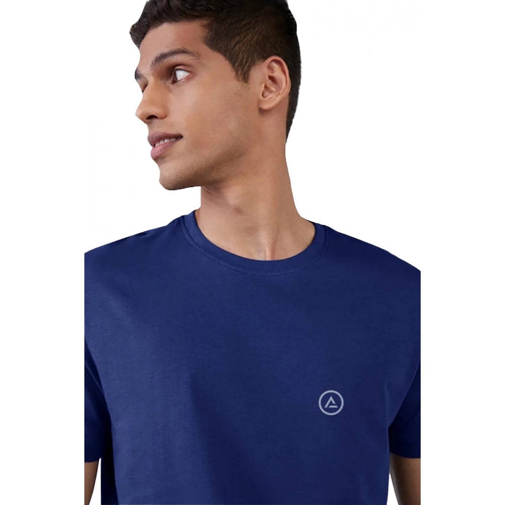Generic Men's��Casual Half sleeve Solid��Polyester Crew Neck T-shirt (Blue)