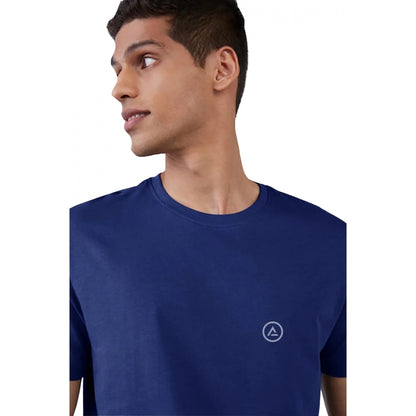 Generic Men's��Casual Half sleeve Solid��Polyester Crew Neck T-shirt (Blue)
