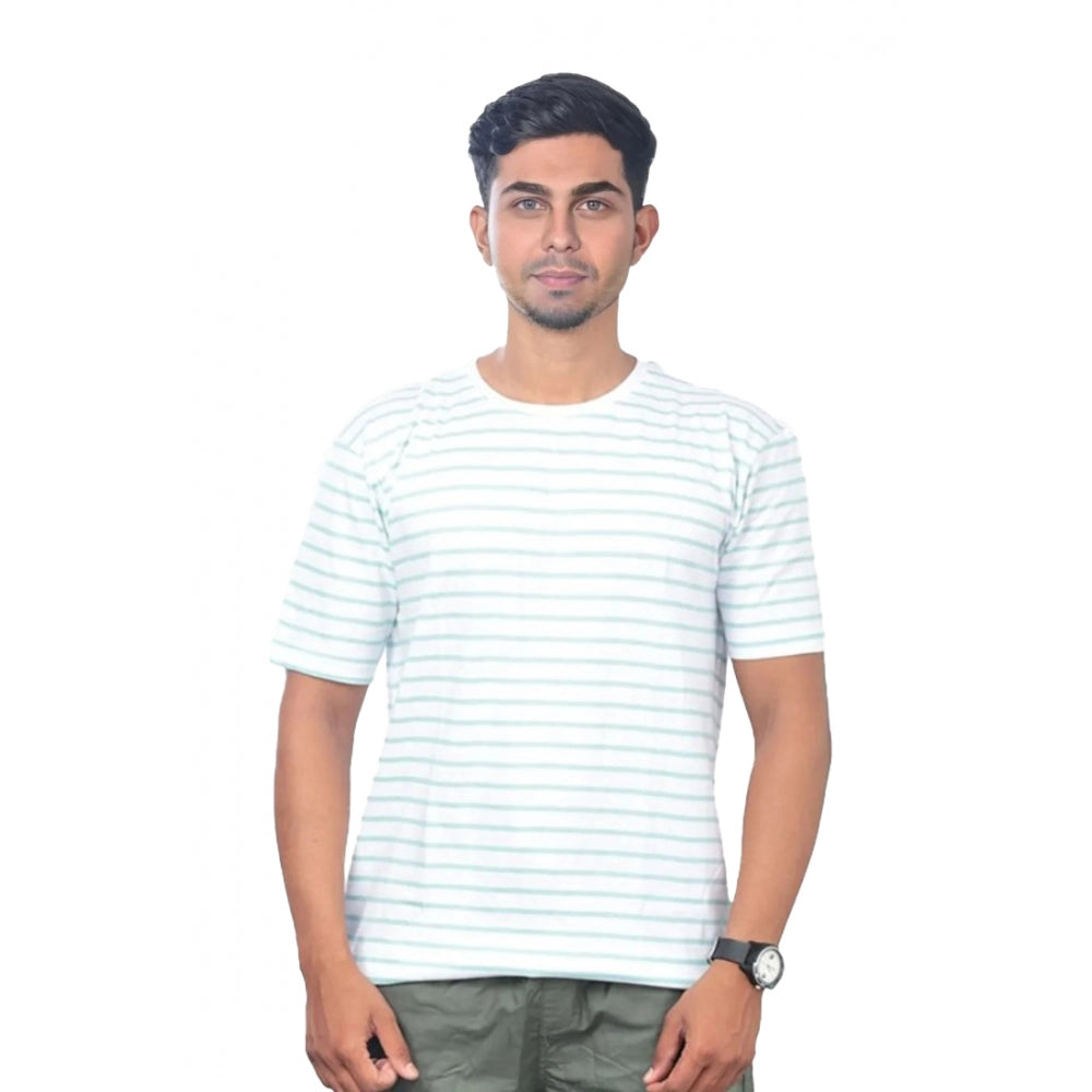 Generic Men's��Casual Half sleeve Stripped Cotton Crew Neck T-shirt (Green)