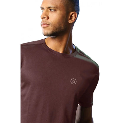 Generic Men's��Casual Half sleeve Solid��Polyester Crew Neck T-shirt (Maroon)