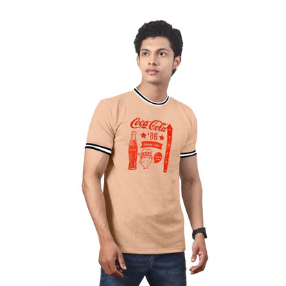 Generic Men's��Casual Half sleeve Printed Cotton Crew Neck T-shirt (Coral)