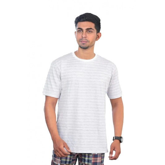 Generic Men's��Casual Half sleeve Stripped Cotton Crew Neck T-shirt (Grey��)