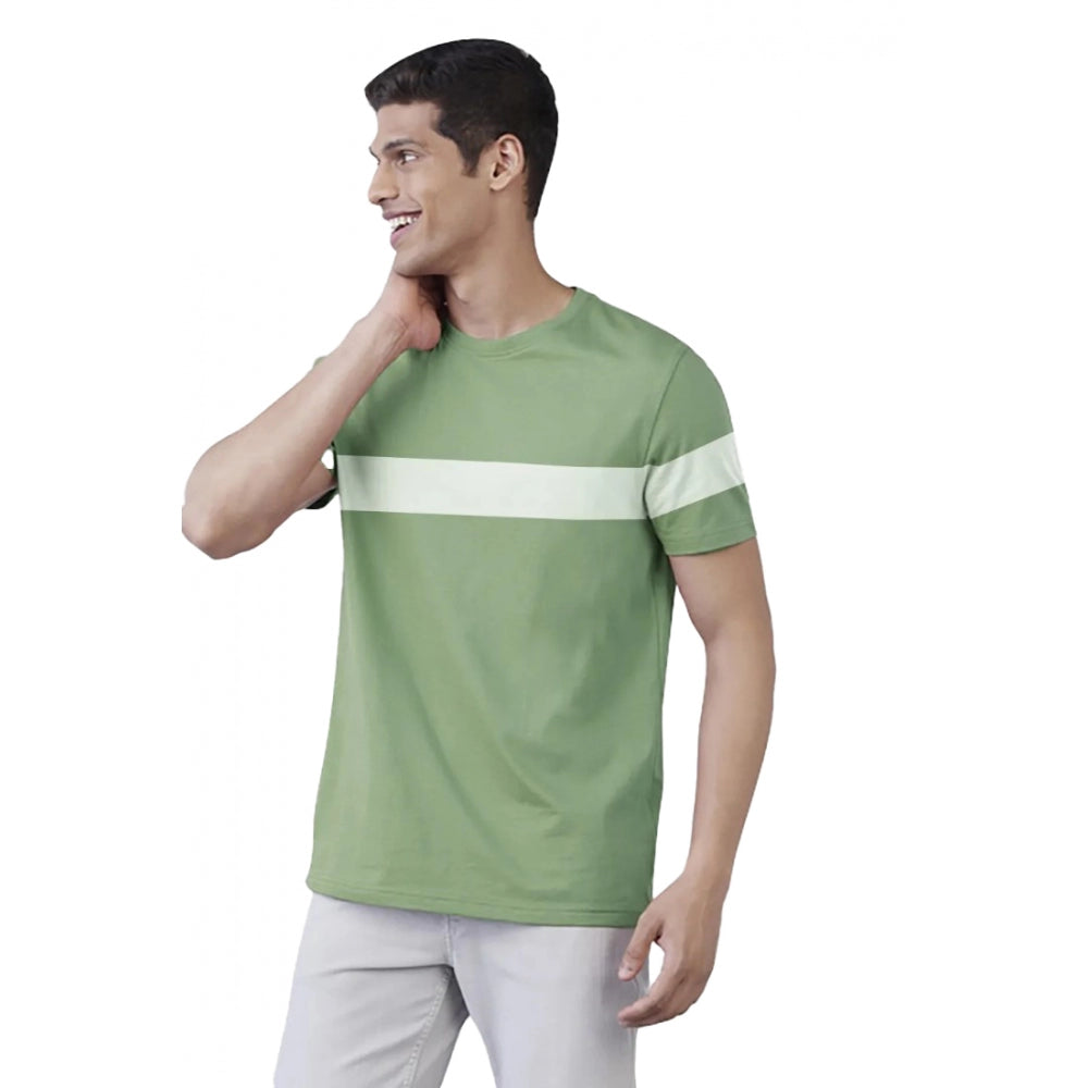 Generic Men's��Casual Half sleeve Stripped Cotton Crew Neck T-shirt (Light Green)