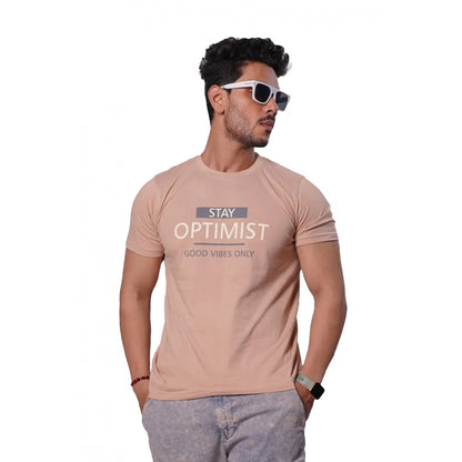 Generic Men's��Casual Half sleeve Optimist Printed Cotton Crew Neck T-shirt (Pink)