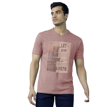 Generic Men's��Casual Half sleeve Digital Printed Cotton Crew Neck T-shirt (Coral)