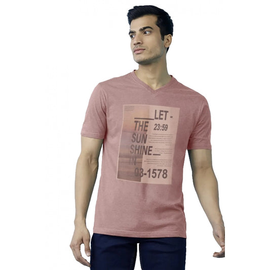 Generic Men's��Casual Half sleeve Digital Printed Cotton Crew Neck T-shirt (Coral)