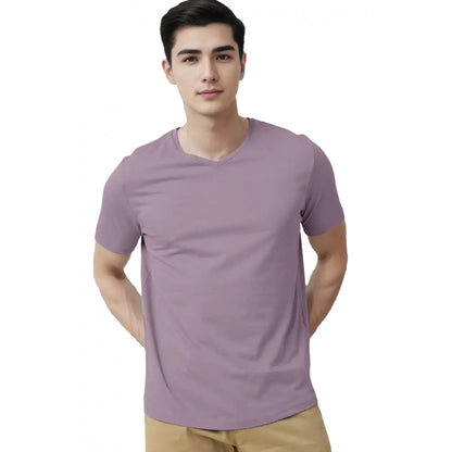 Generic Men's��Casual Half sleeve Solid��Cotton V Neck T-shirt (Lavender)