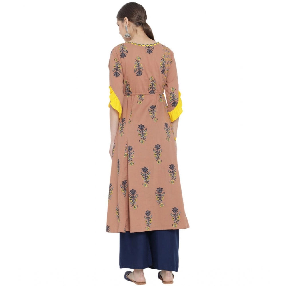 Magnificent Women's Casual 3/4 th Sleeve Floral Printed Cotton Kurti (MultiColor)