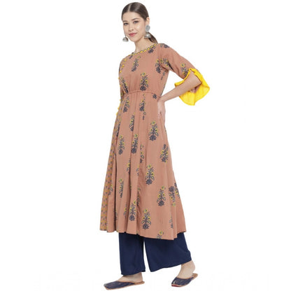 Magnificent Women's Casual 3/4 th Sleeve Floral Printed Cotton Kurti (MultiColor)