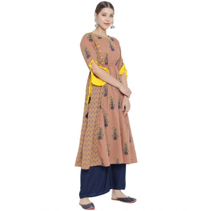Magnificent Women's Casual 3/4 th Sleeve Floral Printed Cotton Kurti (MultiColor)