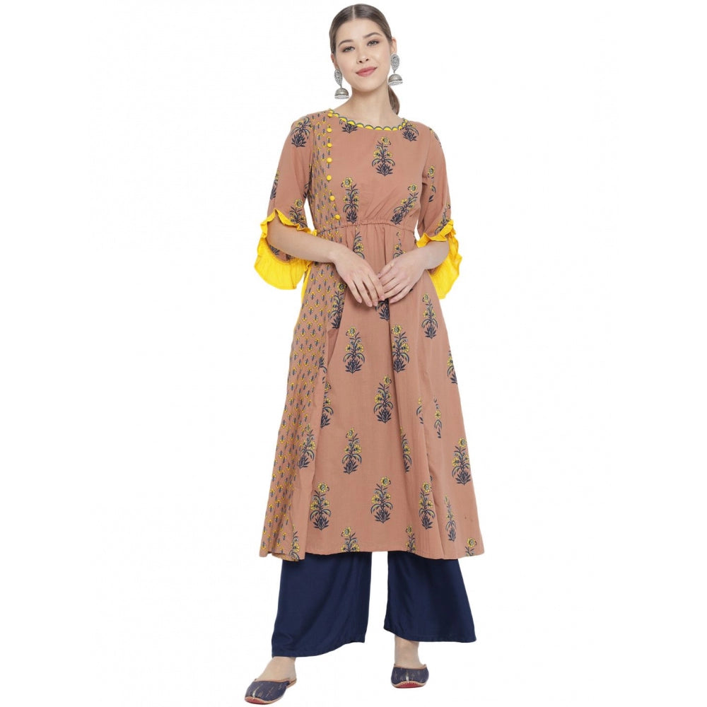Magnificent Women's Casual 3/4 th Sleeve Floral Printed Cotton Kurti (MultiColor)