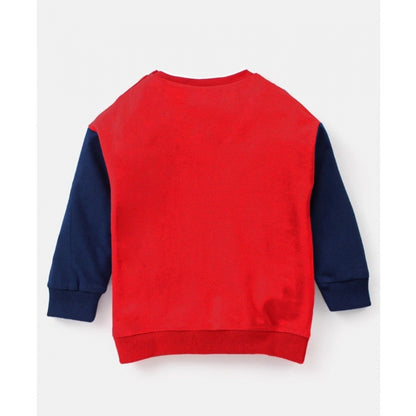 Generic Boy's Casual Full Sleeve Printed Cotton T Shirt With Pant (Red)