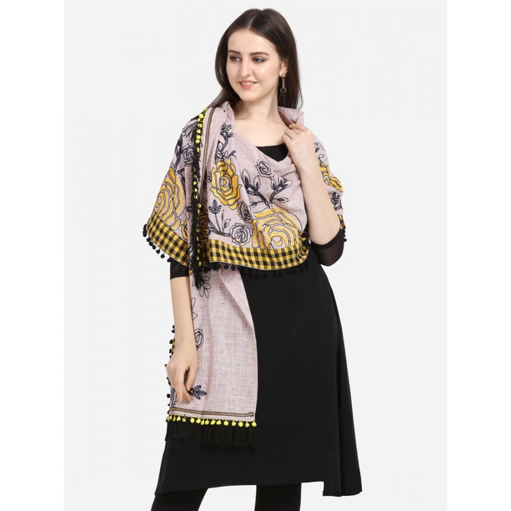 Generic Women's Cotton Embroidered Dupatta (Gray, Length: 1.5 to 2 Mtr)