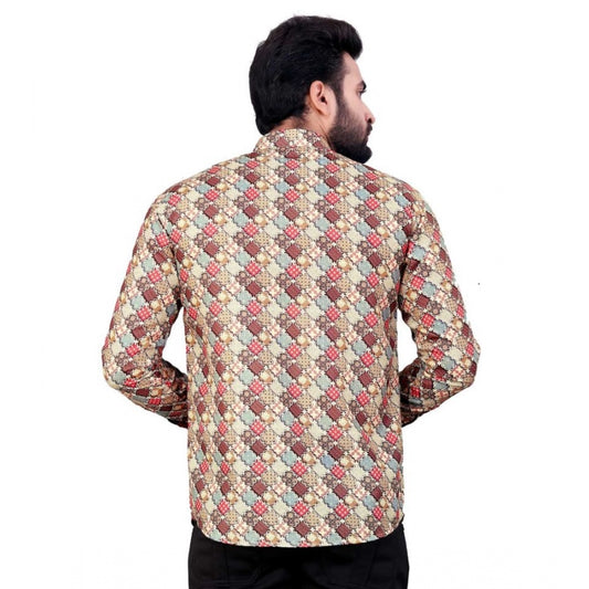 Royal Resonance Men's Cotton Blended Printed Full Sleeve Shortkurta (Multicolor)