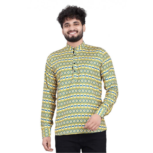 Tradition, Tailored Men's Cotton Blended Printed Full Sleeve Shortkurta (Multicolor)